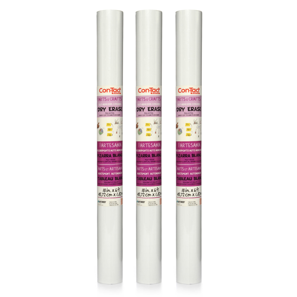 Con-Tact Brand Dry-Erase Adhesive Rolls, 18in x 6ft, White, Pack Of 3 Rolls MPN:KIT06FC904206-3