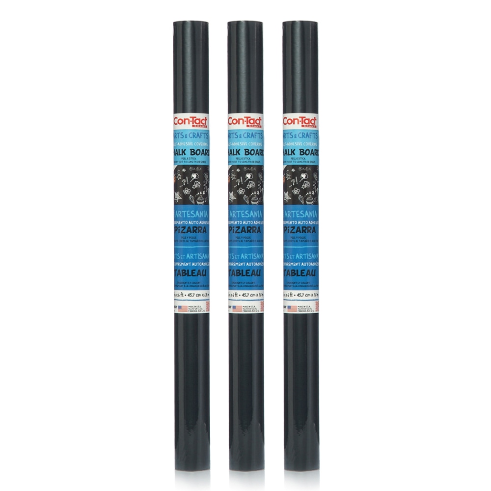 Con-Tact Adhesive Chalkboard Rolls, 18in x 6ft, Black, Pack Of 3 Rolls MPN:KIT06FC905206-3