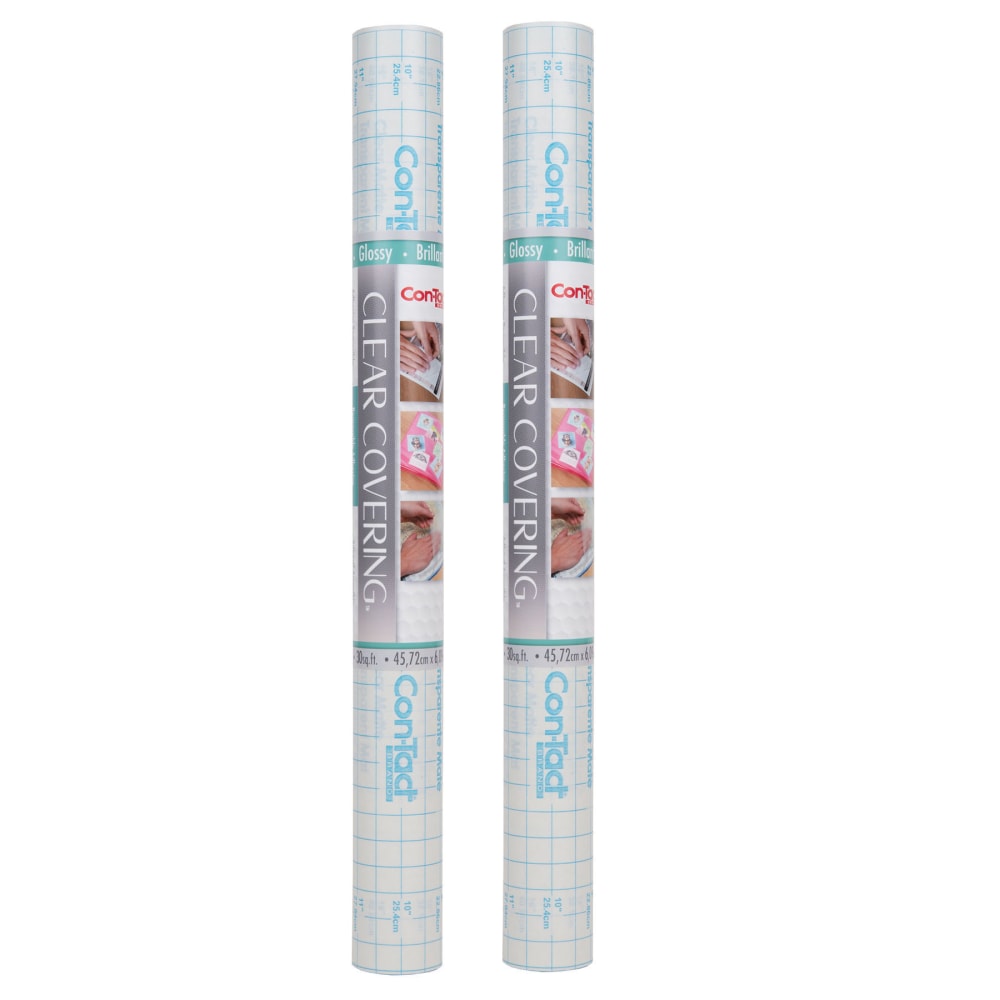 Con-Tact Clear Cover Adhesive Coverings, 18in x 16ft, Clear Glossy, Pack Of 2 Coverings MPN:KIT16FC9AD7206-2