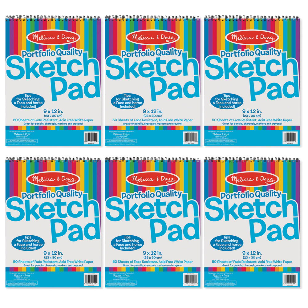 Melissa & Doug Portfolio Quality Sketch Pad, 50 Sheets, 9in x 12in, White, Pack Of 6 MPN:LCI4194-6
