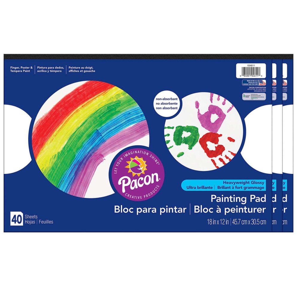 Prang Painting Paper Pads, 18in x 12in, White, 40 Sheets Per Pad, Pack of 3 Pads MPN:PAC104611-3