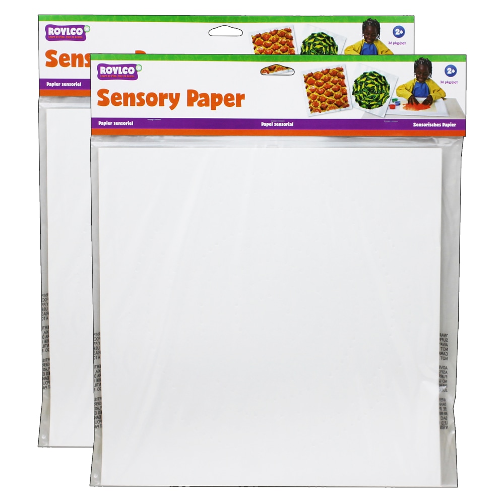 Roylco Sensory Paper, 12in x 12in, White, 36 Sheets Per Pack, Set Of 2 Packs MPN:R-15413-2