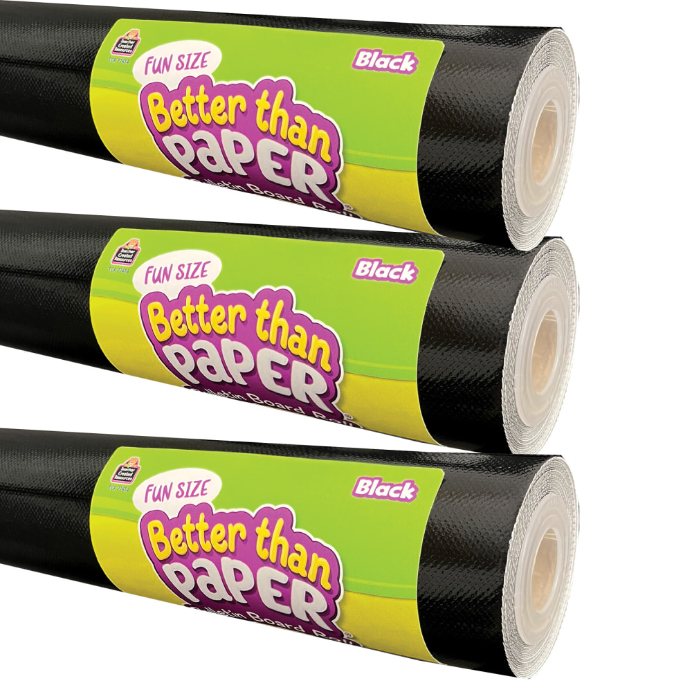 Teacher Created Resources Fun-Size Better Than Paper Bulletin Board Rolls, 18in x 12ft, Black, Pack Of 3 Rolls MPN:TCR77414-3