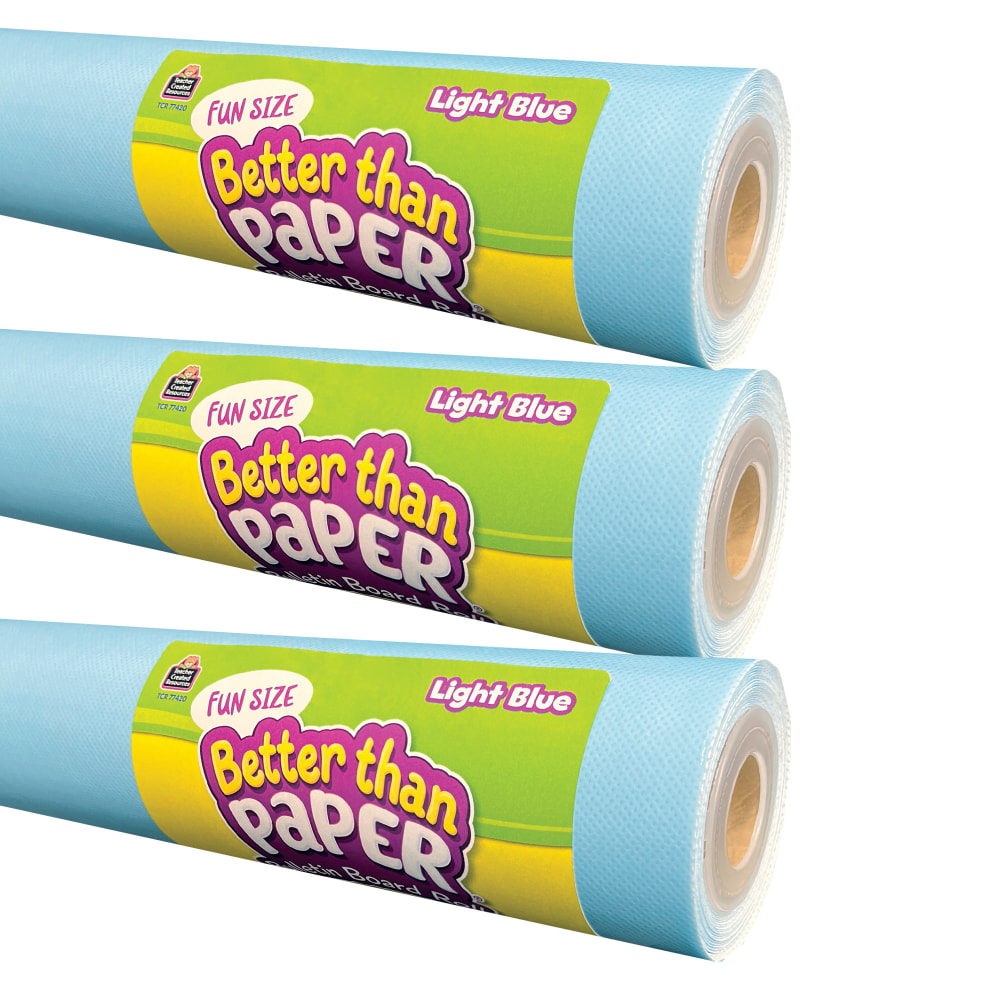 Teacher Created Resources Fun-Size Better Than Paper Bulletin Board Rolls, 18in x 12ft, Light Blue, Pack Of 3 Rolls MPN:TCR77420-3