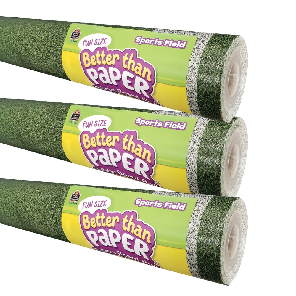 Teacher Created Resources Fun-Size Better Than Paper Bulletin Board Rolls, 18in x 12ft, Sports Field, Pack Of 3 Rolls MPN:TCR77446-3