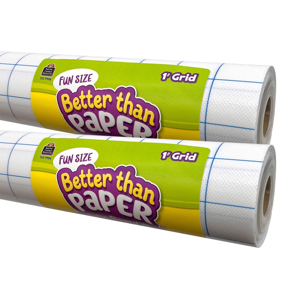 Teacher Created Resources Fun-Size Better Than Paper Bulletin Board Rolls, 18in x 12ft, 1in Grid, Pack Of 2 Rolls MPN:TCR77906-2