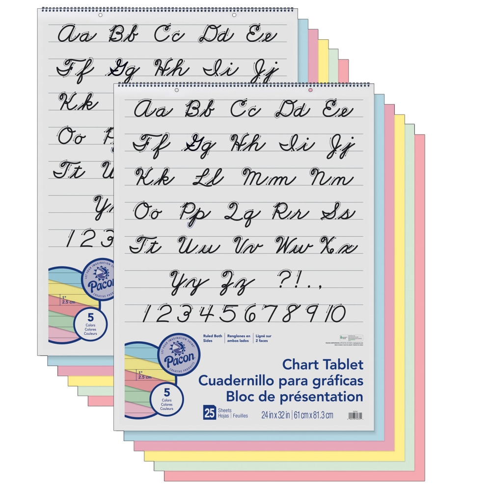 Pacon Colored Paper Chart Tablets, 24in x 32in, Assorted, 25 Sheets, Pack Of 2 Tablets MPN:PAC74731-2