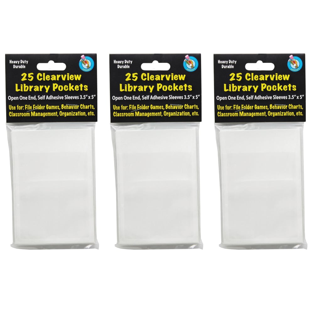 Ashley Productions Clear View Self-Adhesive Pockets, 3-1/2in x 5in, Clear, 25 Pockets Per Pack, Set Of 3 Packs MPN:ASH10408-3