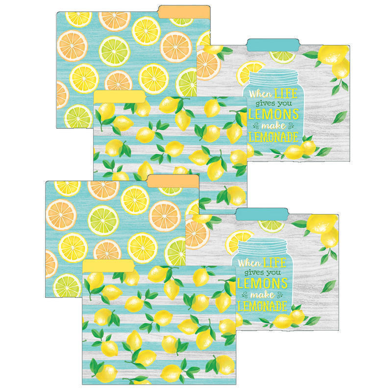 Teacher Created Resources File Folders, Lemon Zest, 8-1/2in x 11in, Multicolor, 12 Folders Per Pack, Set Of 2 Packs MPN:TCR8542-2