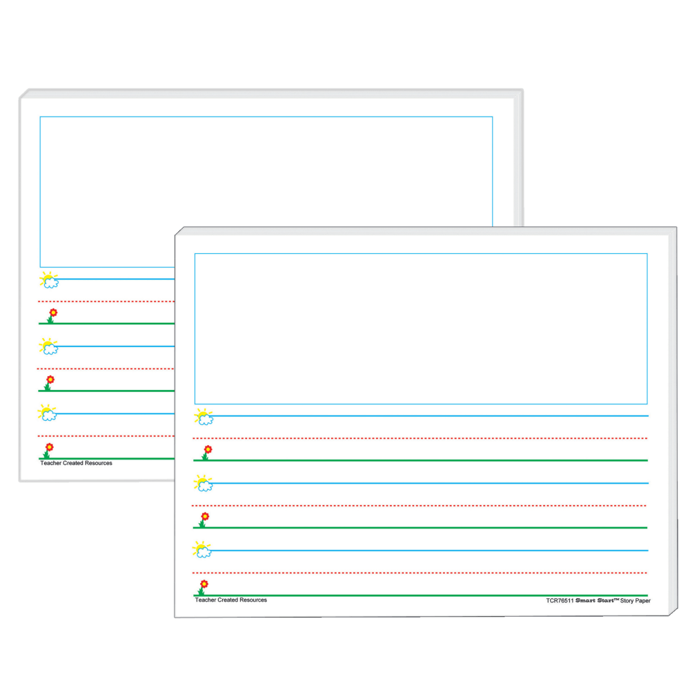 Teacher Created Resources Smart Start K-1 Story Paper, 8-1/2in x 11in, Primary Rule, White, 100 Sheets Per Pack, Set Of 2 Packs MPN:TCR76511-2