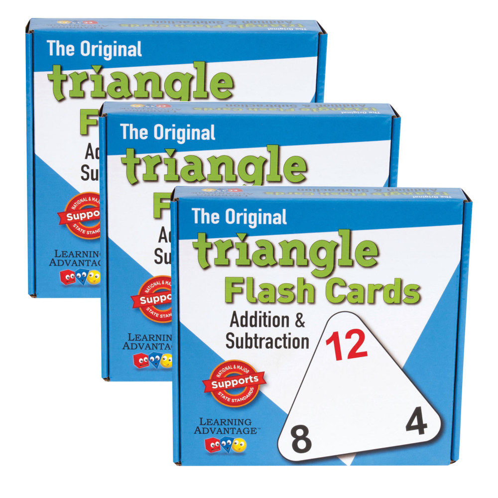 Learning Advantage The Original Triangle Flash Cards, Addition & Subtraction, 20 Per Set, Pack Of 3 Sets MPN:CRE4551-3