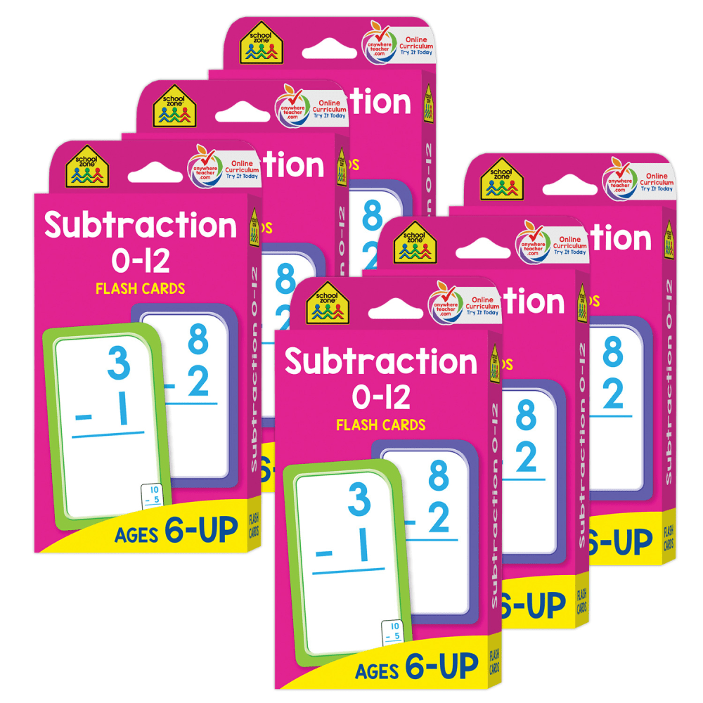 School Zone Publishing Subtraction 0-12 Flash Cards, Set Of 6 Packs MPN:SZP04007-6