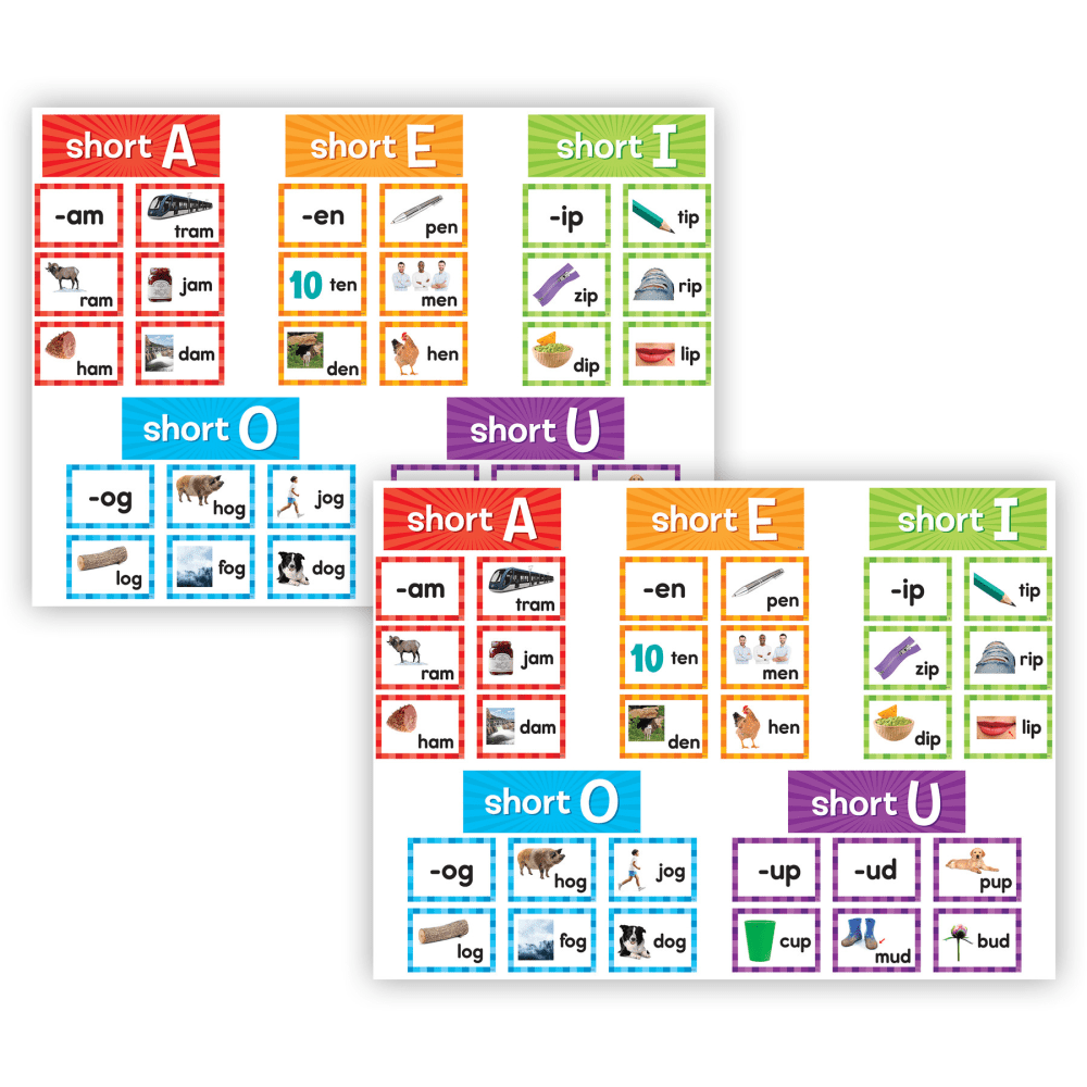 Teacher Created Resources Short Vowels Pocket Chart Cards, 205 Pieces Per Pack, Set Of 2 Packs MPN:TCR20850-2