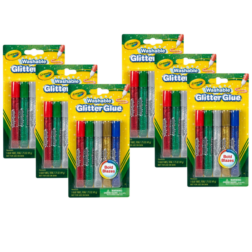 Crayola Washable Glitter Glue, Bold, 5 Per Pack, Set Of 6 Packs MPN:BIN693522-6
