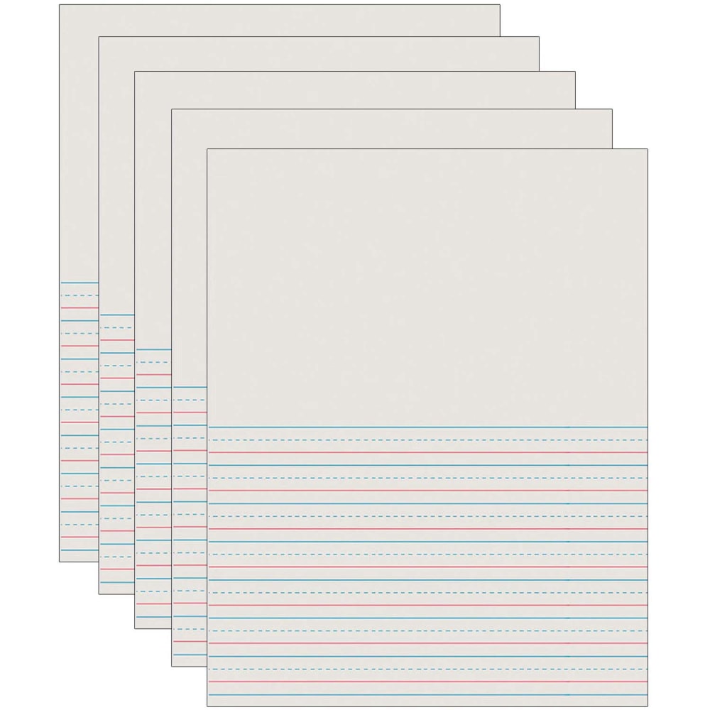 Pacon Newsprint Handwriting Paper, Picture Story, 8-1/2in x 11in, White, Grade 2, 500 Sheets Per Pack, Set Of 5 Packs MPN:PAC2695-5