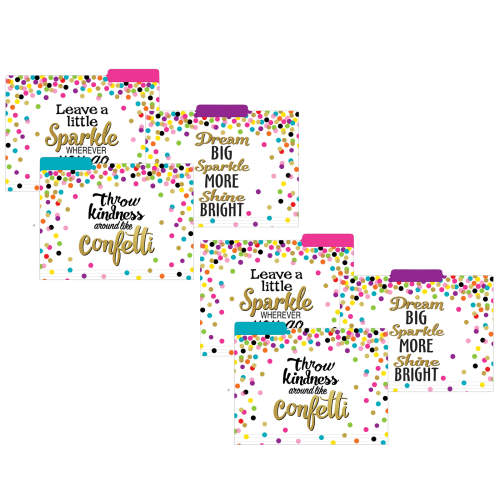 Teacher Created Resources File Folders, Letter Size, Confetti, 12 Per Pack, Set Of 2 Packs MPN:TCR8536-2
