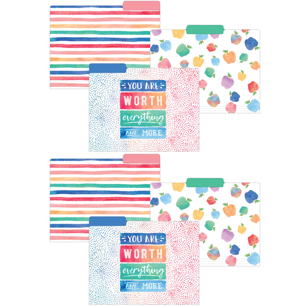 Teacher Created Resources File Folders, Letter Size, Watercolor, 12 Per Pack, Set Of 2 Packs MPN:TCR8541-2