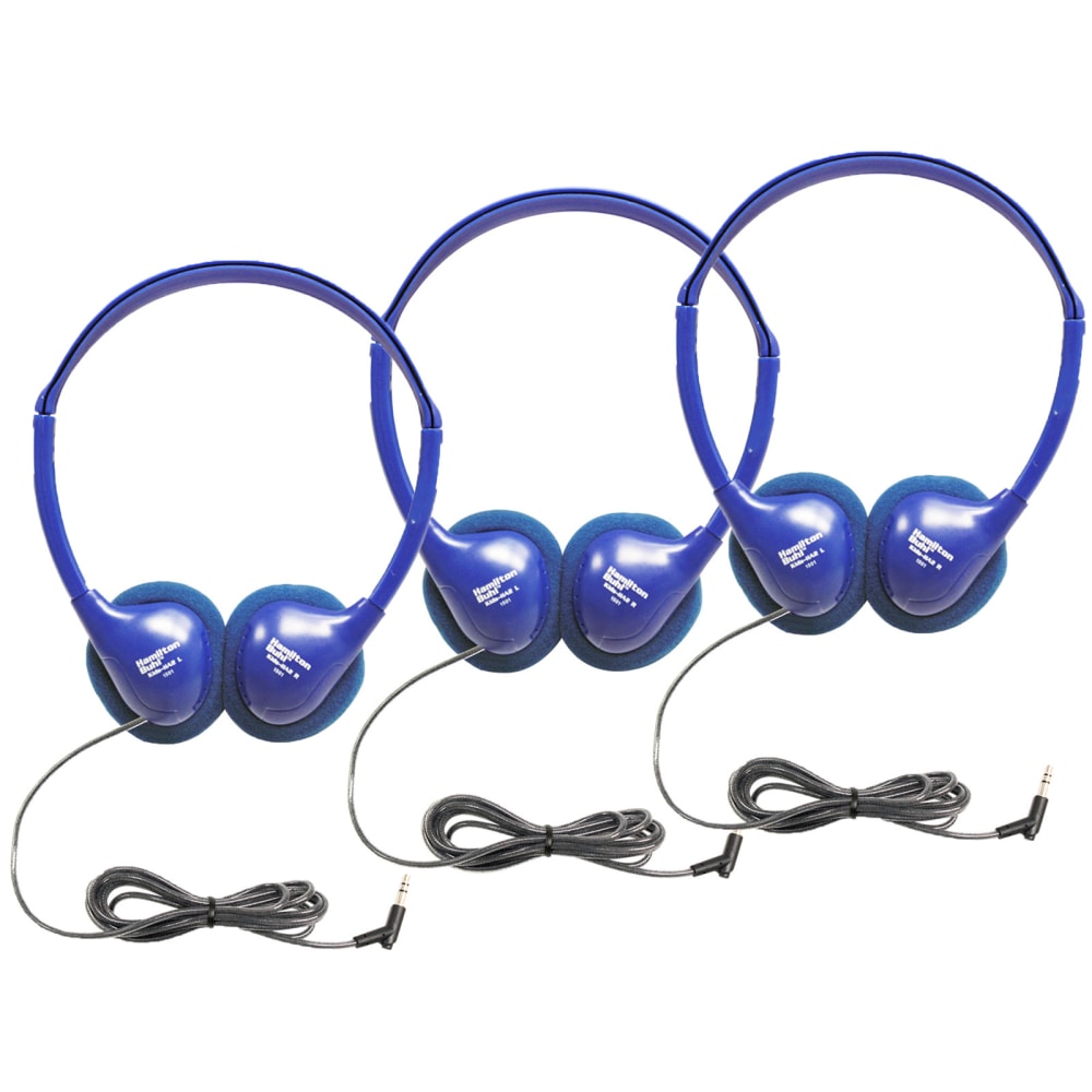 HamiltonBuhl Kids On-Ear Stereo Headphones, Blue, Pack Of 3 Headphones MPN:HECKIDSHA2-3
