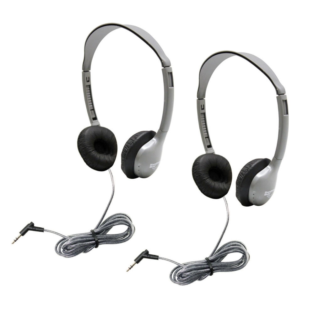 HamiltonBuhl SchoolMate Personal Stereo Headphones With Leatherette Cushions, Gray/Black, Pack Of 2 Headphones, HECMS2L-2 MPN:HECMS2L-2