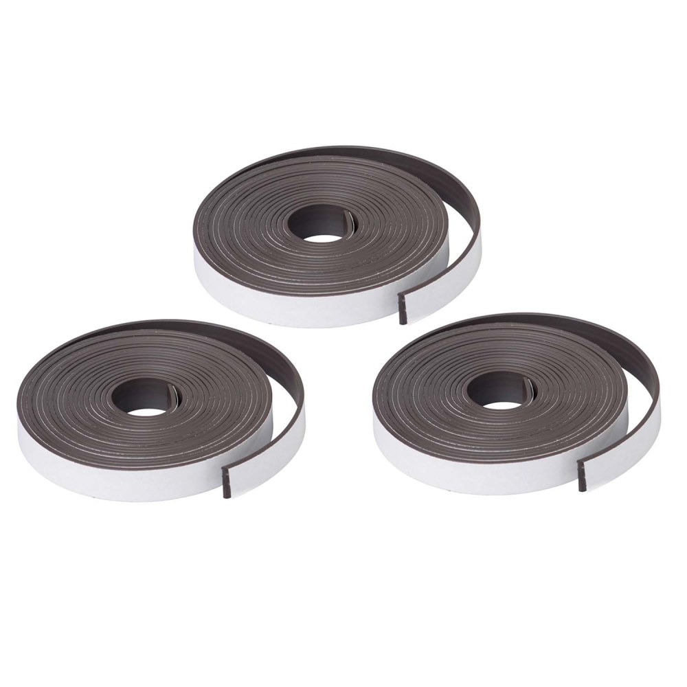 Dowling Magnets Magnet Strip Rolls With Adhesive, 1in x 10ft, Black, Pack Of 3 Rolls MPN:DO-735005-3