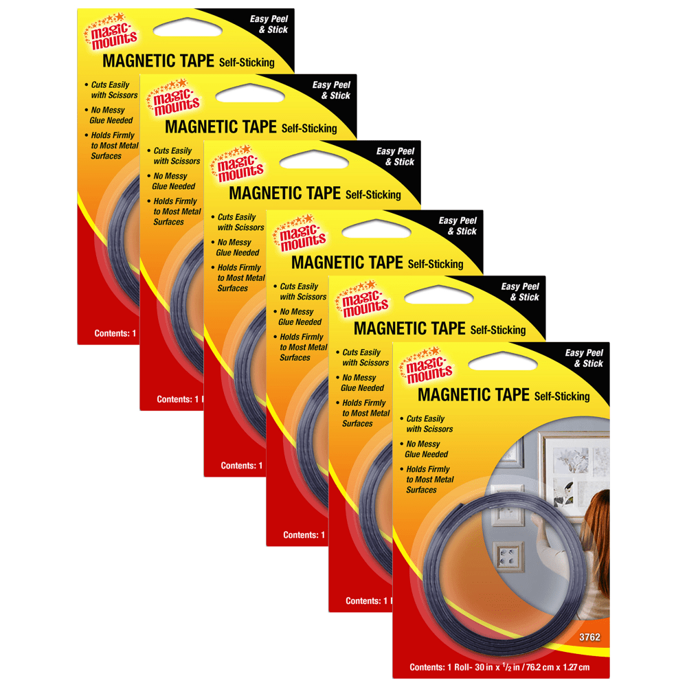Magic-Mounts Magnetic Tape, 1/2in x 30in Roll, Pack Of 6 MPN:MIL3762-6