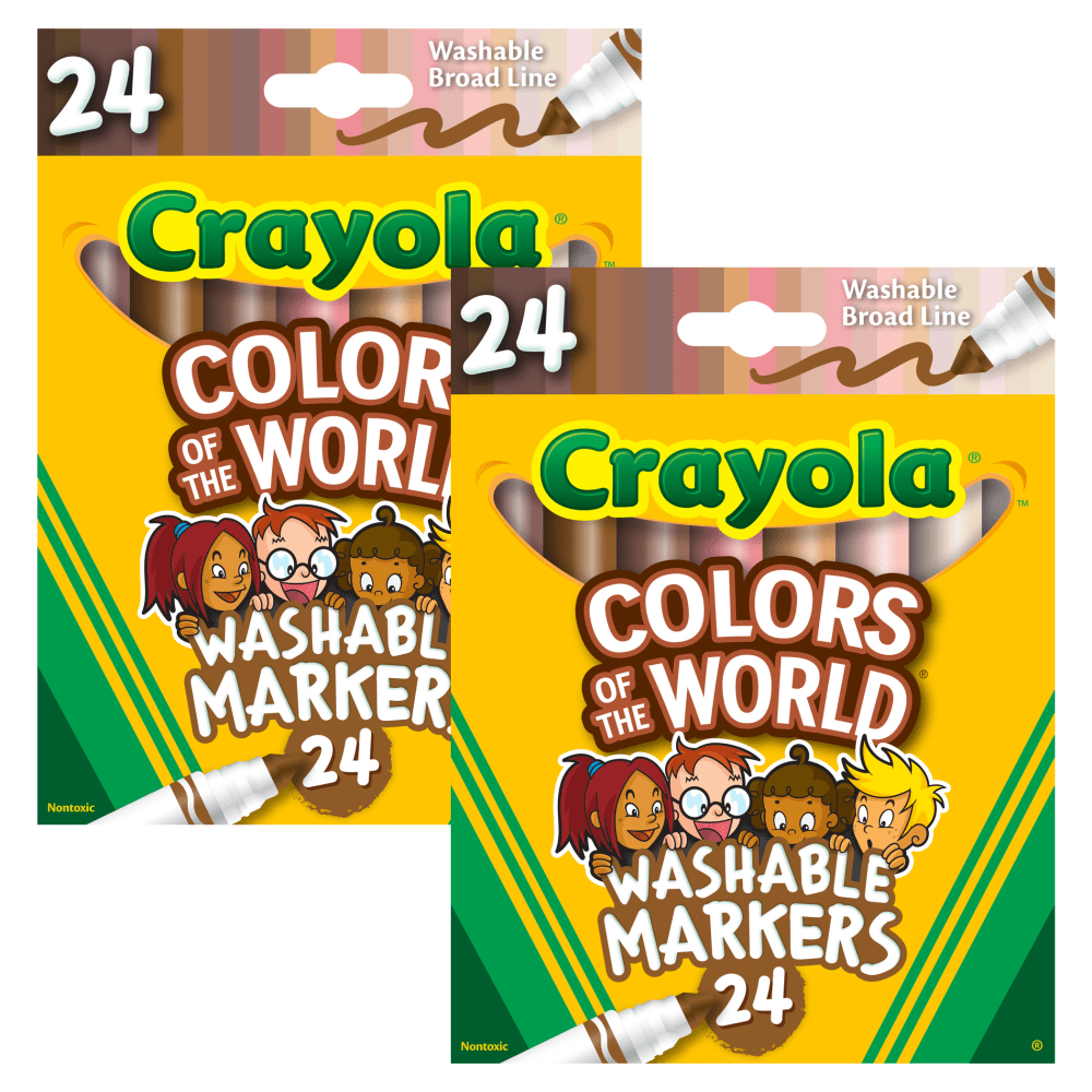 Crayola Washable Markers, Broad Line, Colors of the World, Pack Of 24 Markers, Set Of 2 Packs MPN:BIN587802-2