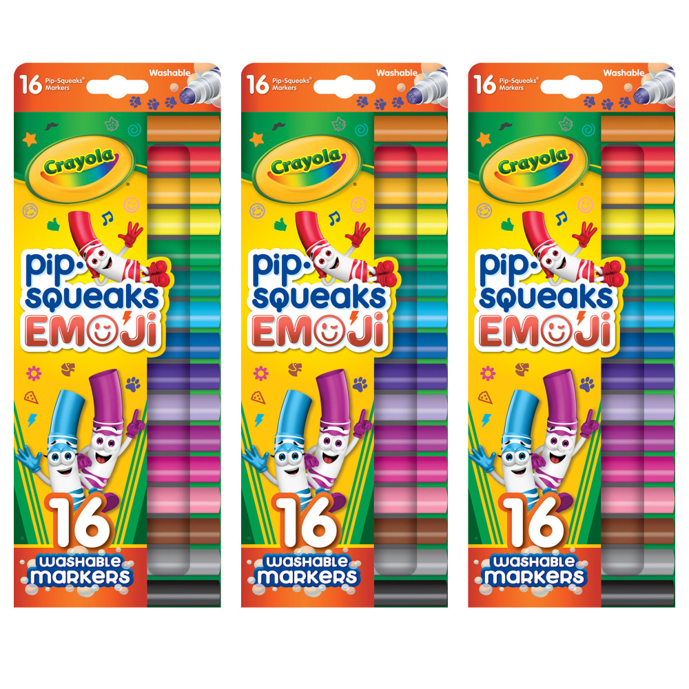 Crayola Pip Squeaks Stamper Markers, Broad Point, Assorted Colors, Pack Of 16 Markers, Set Of 3 Packs MPN:BIN588717-3