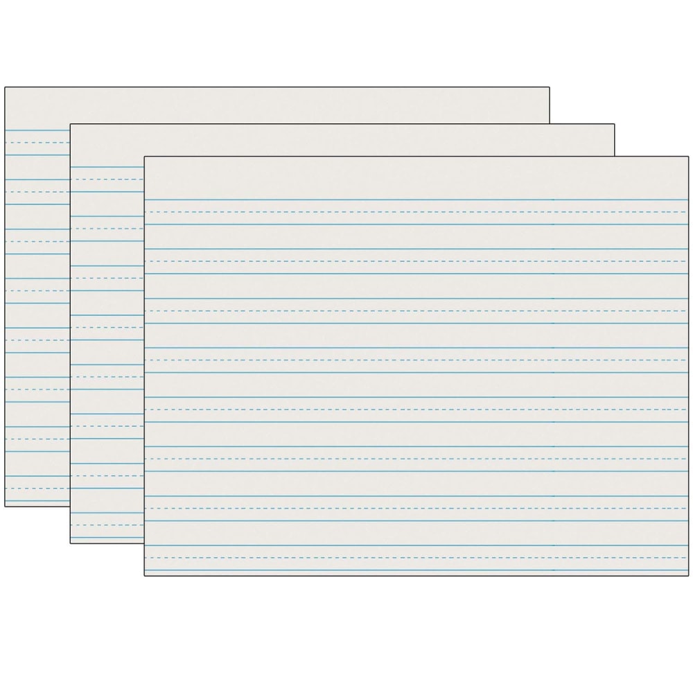 Pacon Newsprint Handwriting Paper, 8-1/2in x 11in Sheet Size, 1/2in x 1/4in x 1/2in Ruled, Skip-A-Line, Grade 3, White, 500 Sheets Per Pack, Set Of 3 Packs MPN:PAC2637-3