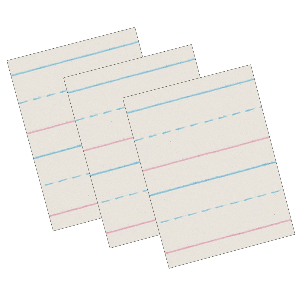 Pacon Zaner-Bloser Newsprint Handwriting Paper, Dotted Midlines, 1st Grade, 5/16in Ruled, 8in x 10-1/2in, White, 500 Sheets/Pack, Set Of 3 Packs MPN:PACZP2611-3