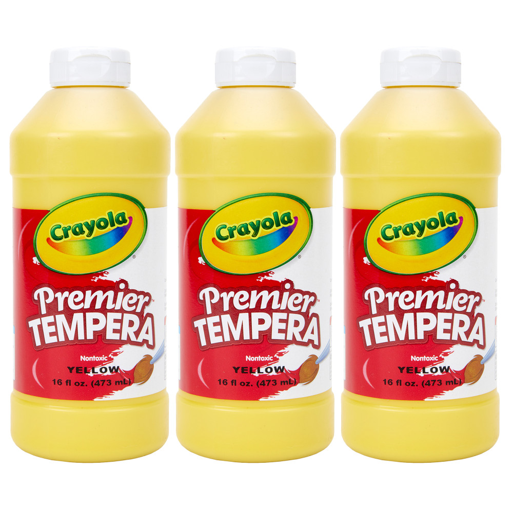 Crayola Premier Tempera Paints, 16 Oz, Yellow, Pack Of 3 Paints MPN:BIN541216034-3