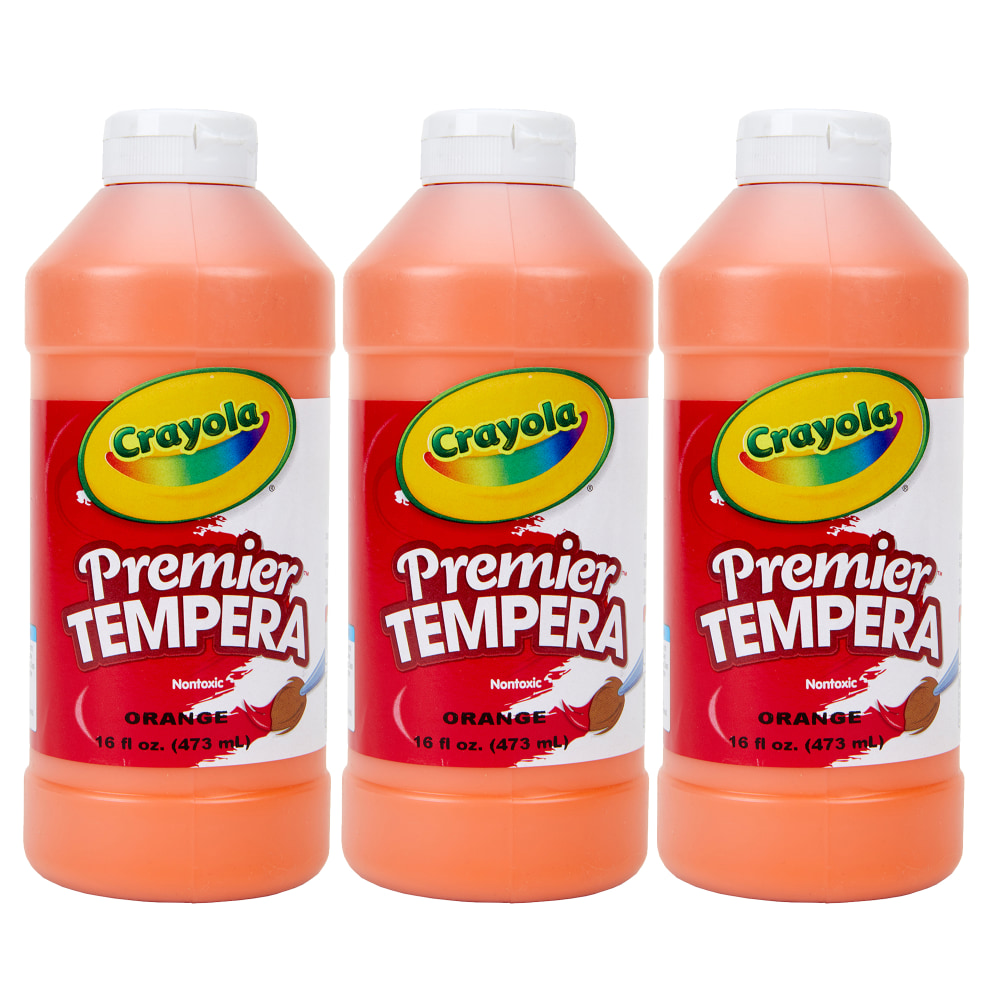 Crayola Premier Tempera Paints, 16 Oz, Orange, Pack Of 3 Paints MPN:BIN541216036-3