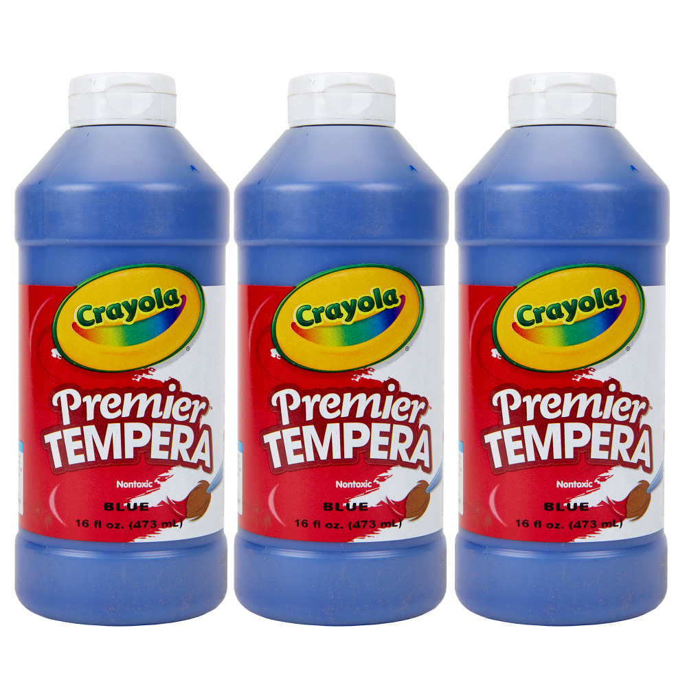 Crayola Premier Tempera Paints, 16 Oz, Blue, Pack Of 3 Paints MPN:BIN541216042-3