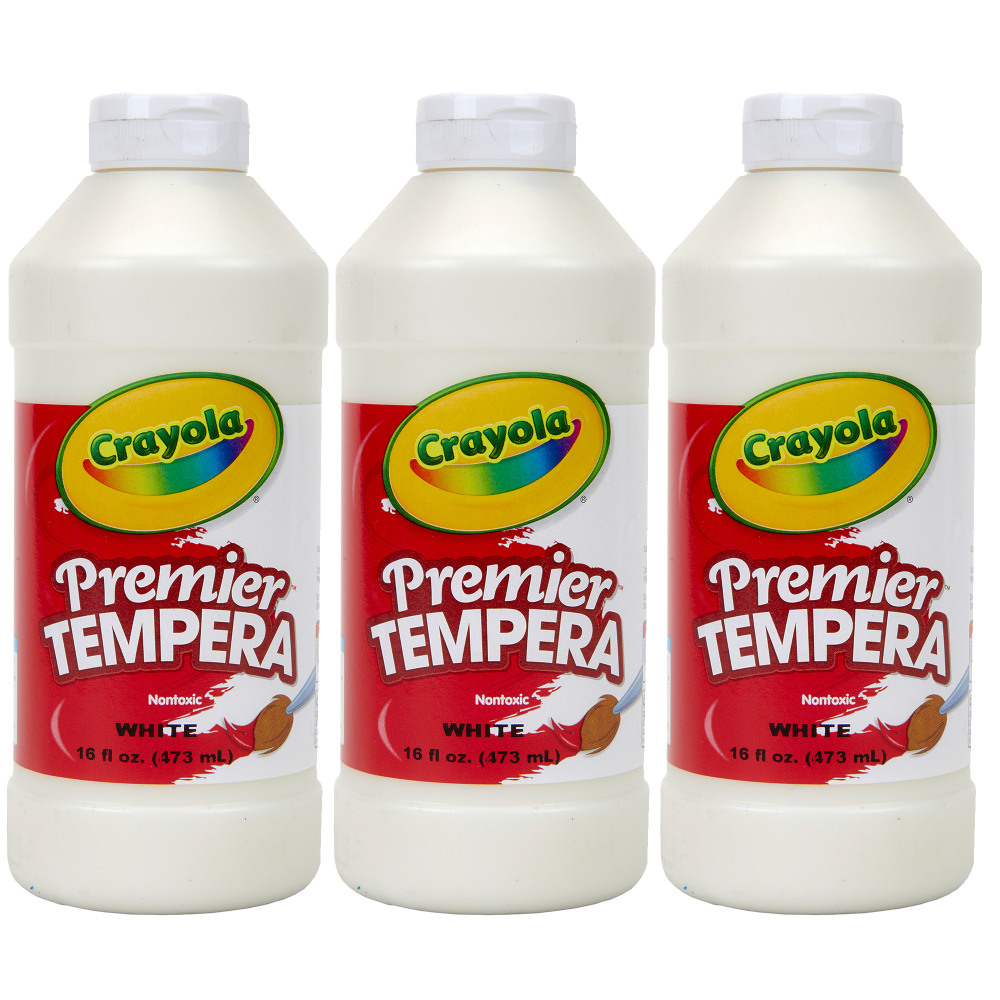 Crayola Premier Tempera Paints, 16 Oz, White, Pack Of 3 Paints MPN:BIN541216053-3