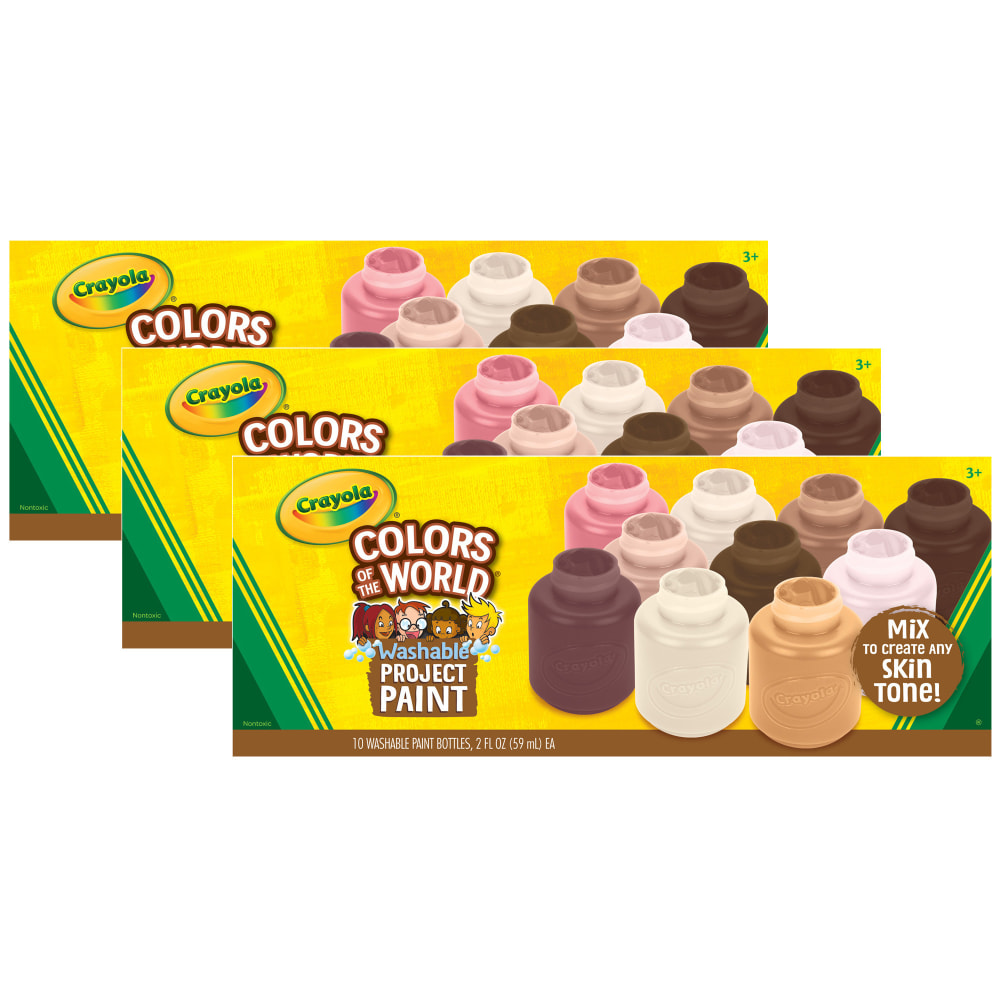Crayola Washable Project Paints, 2 Oz, Colors Of The World, Pack Of 10 Paints, Set Of 3 Packs MPN:BIN542315-3