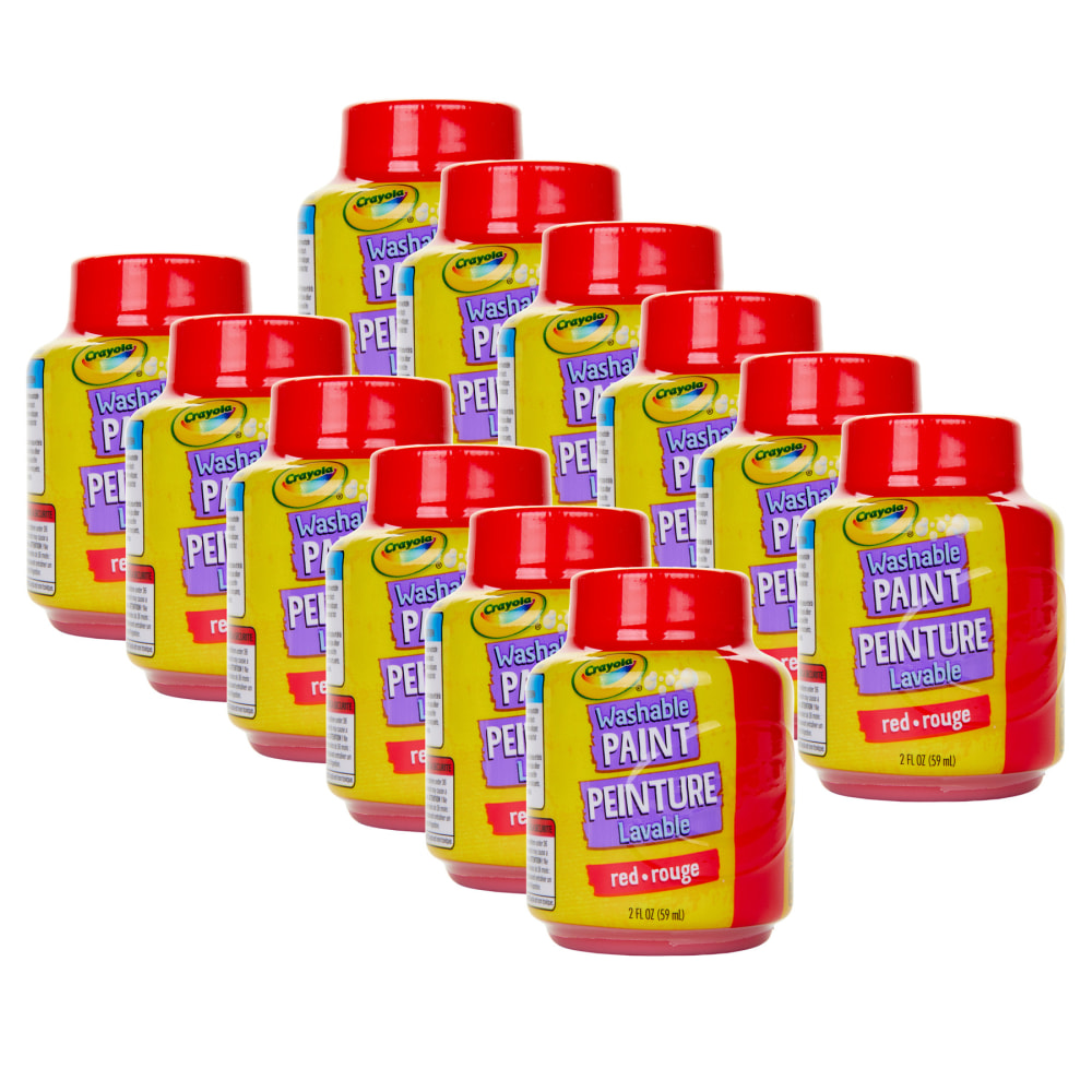 Crayola Washable Paint, 2 Oz, Red, Pack Of 12 Pots MPN:BIN542838-12