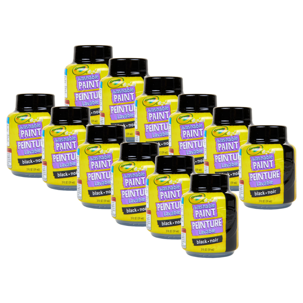Crayola Washable Paint, 2 Oz, Black, Bundle Of 12 Paint Pots MPN:BIN542851-12