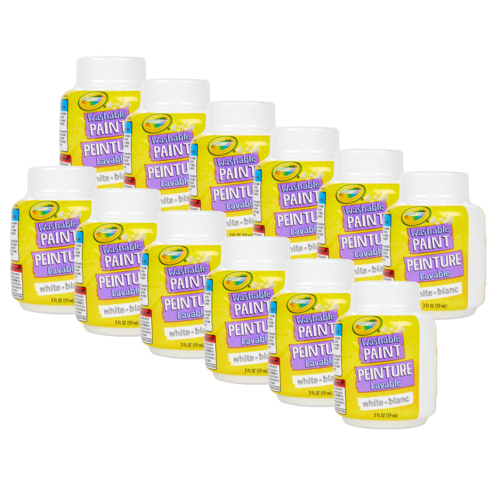 Crayola Washable Paint, 2 Oz, White, Pack Of 12 Paint Pots MPN:BIN542853-12