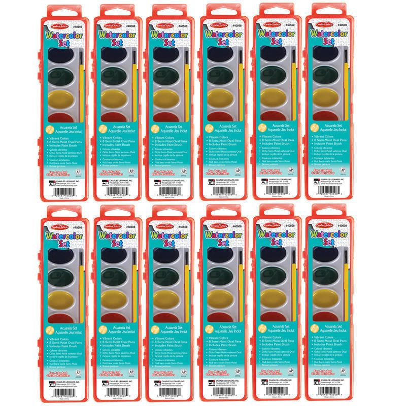 Charles Leonard Semi-Moist Watercolor Paint Sets, Pack Of 12 Sets MPN:CHL40508-12
