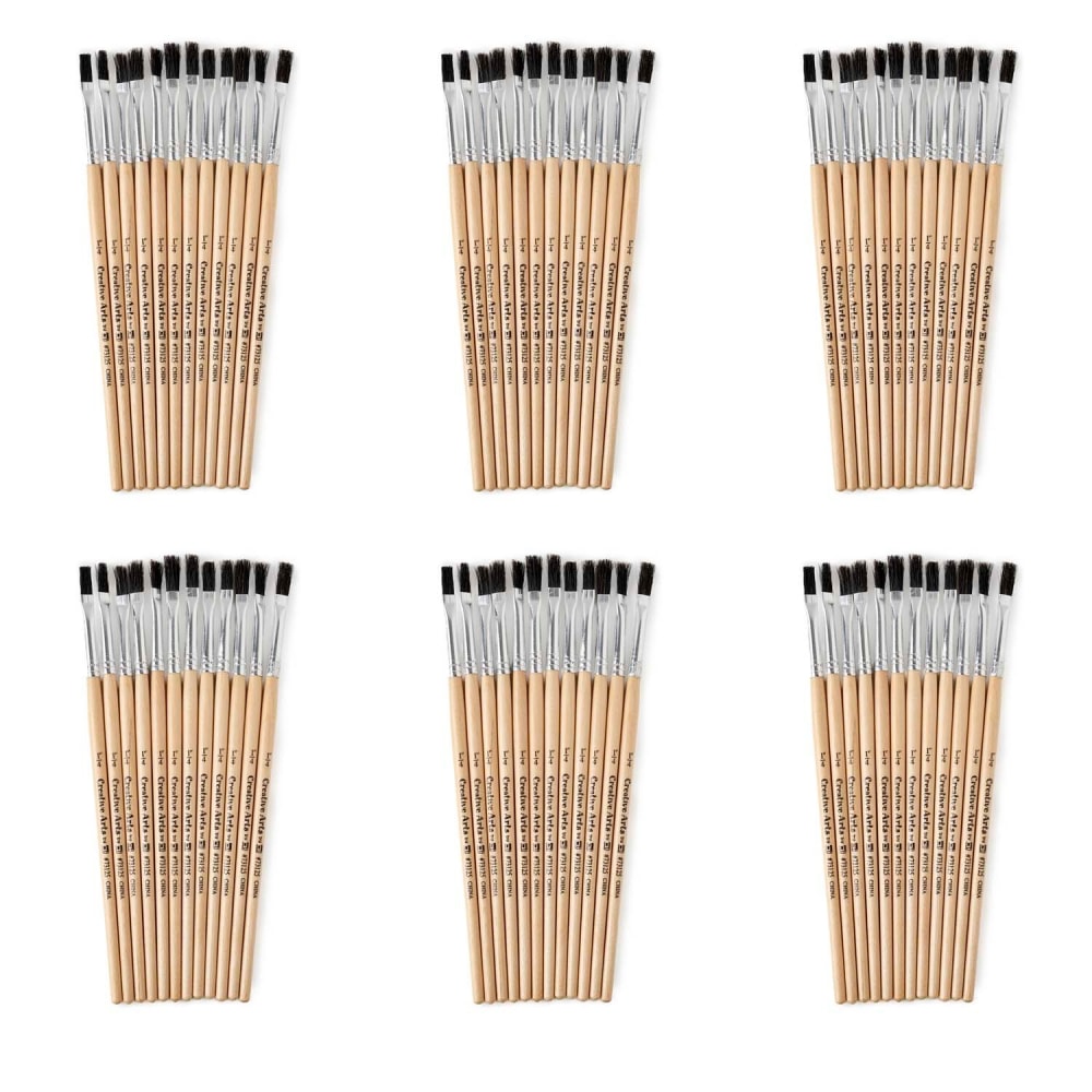 Charles Leonard Flat Tip Paint Brushes, 1/4in Natural Bristle, Short Handle, 12 Per Pack, Set Of 6 Packs MPN:CHL73125-6