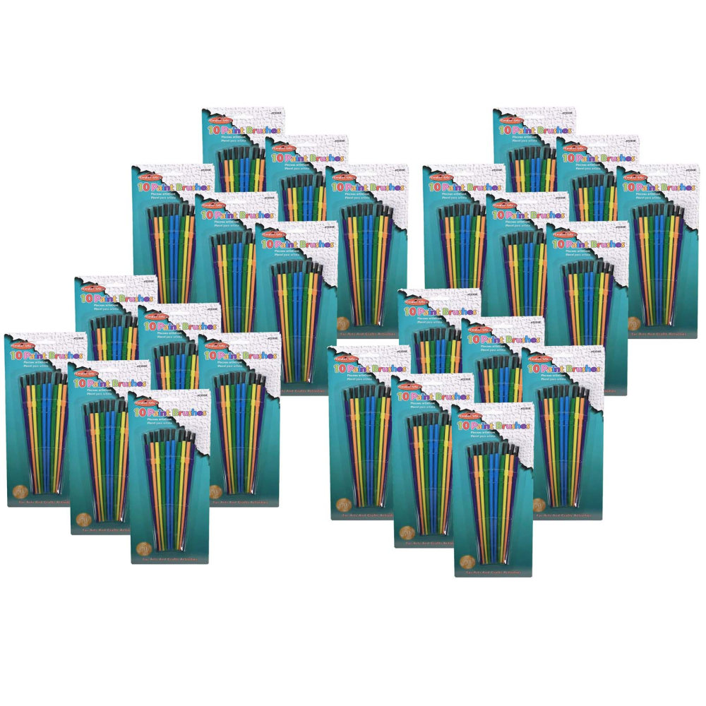 Charles Leonard Plastic Artist Paint Brushes, Assorted Colors, 10 Brushes Per Pack, Set Of 24 Packs MPN:CHL73310-24