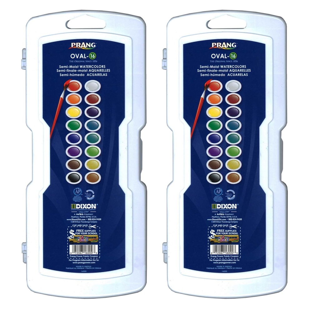 Prang Watercolor Sets, Oval Pans, 16 Colors Per Set, Pack Of 2 Sets MPN:DIX16000-2