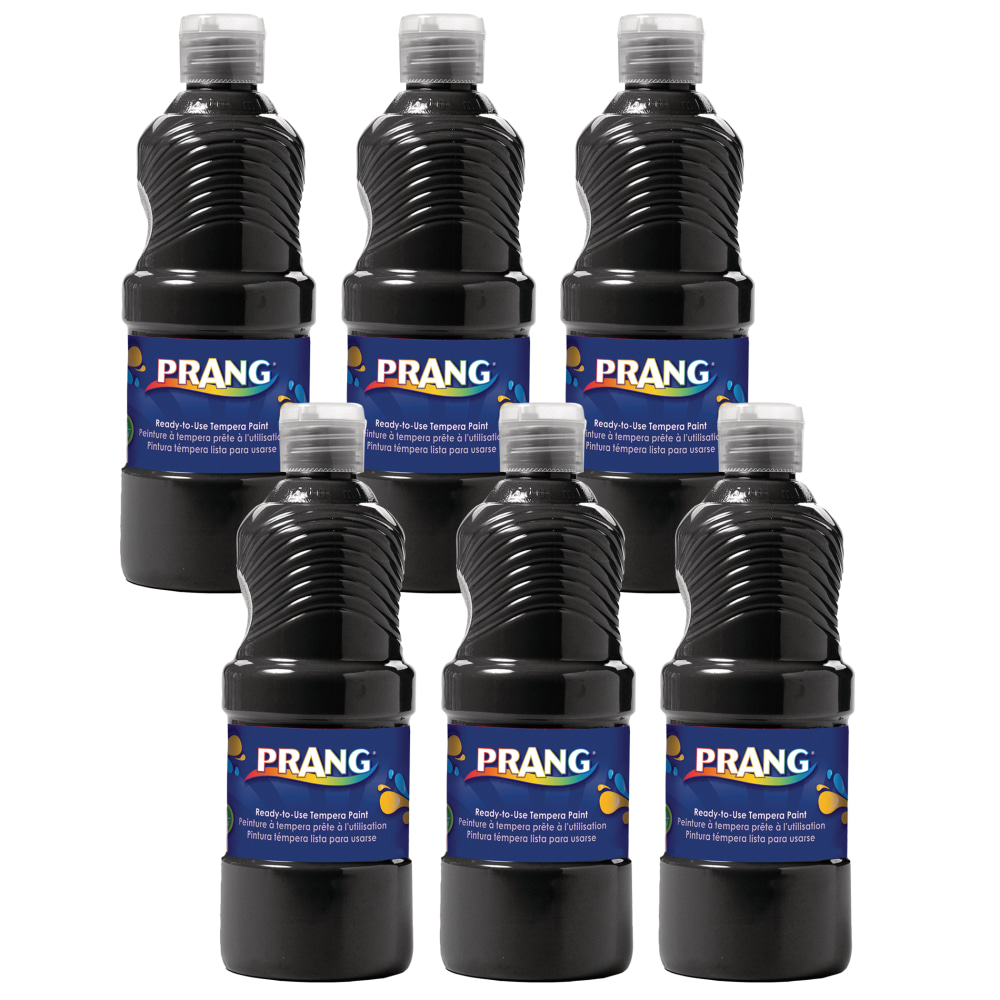 Prang Ready-To-Use Tempera Paints, 16 Oz, Black, Pack Of 6 Paints MPN:DIX21608-6