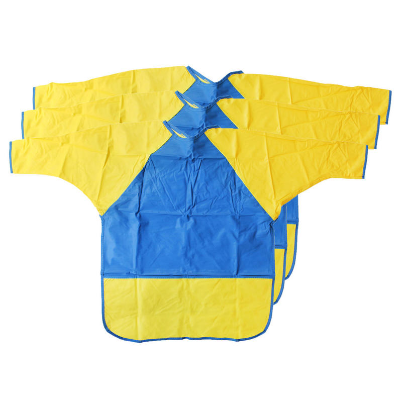 Peerless Plastics KinderMat KinderSmocks, Blue/Yellow, Pack Of 3 Smocks MPN:PZ-LS1-3