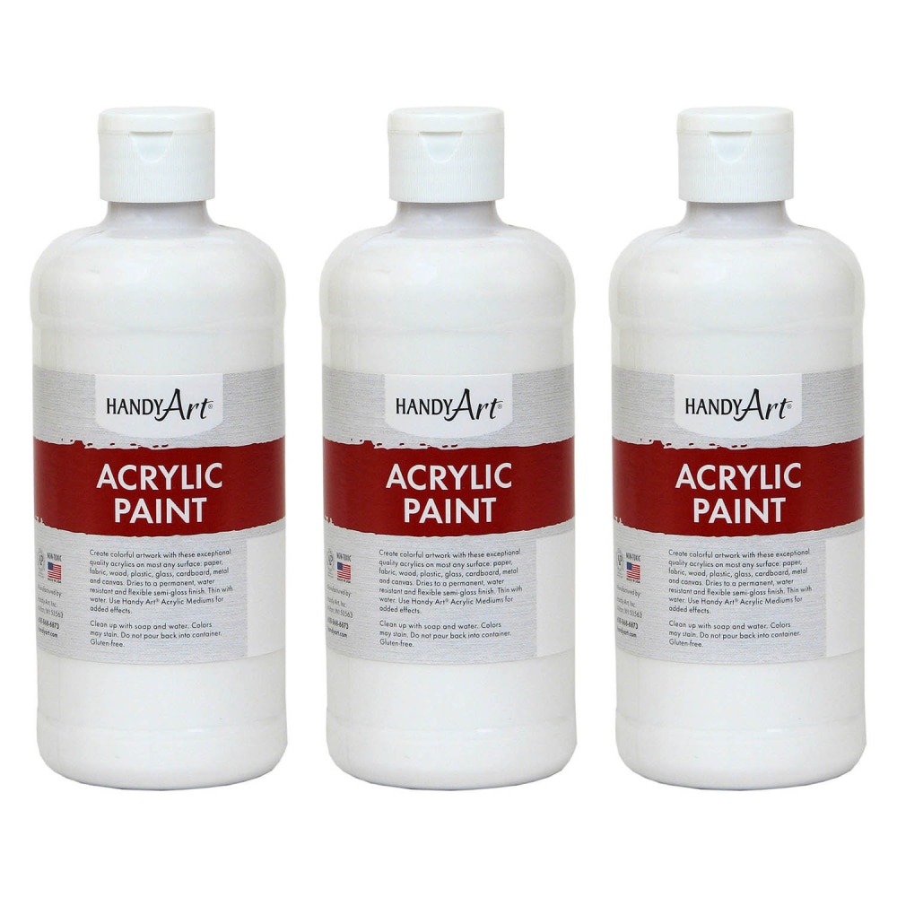 Handy Art Acrylic Paints, 16 Oz, Titan White, Pack Of 3 Paints MPN:RPC101000-3