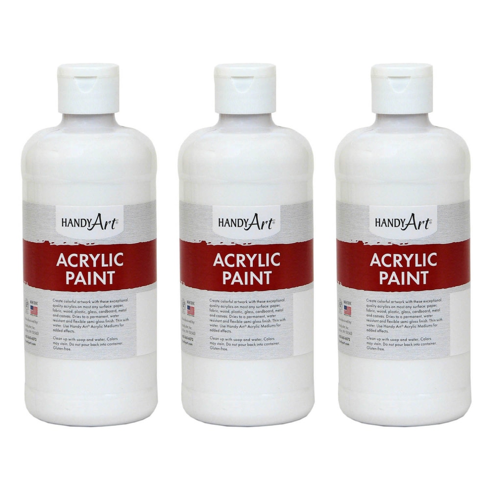 Handy Art Acrylic Paints, 16 Oz, Blockout White, Pack Of 3 Paints MPN:RPC101005-3