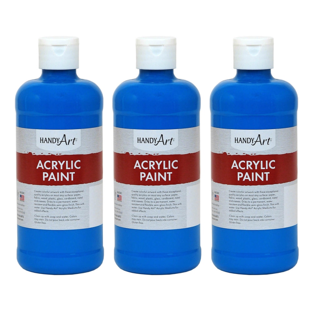 Handy Art Acrylic Paints, 16 Oz, Cobalt Blue, Pack Of 3 Paints MPN:RPC101055-3