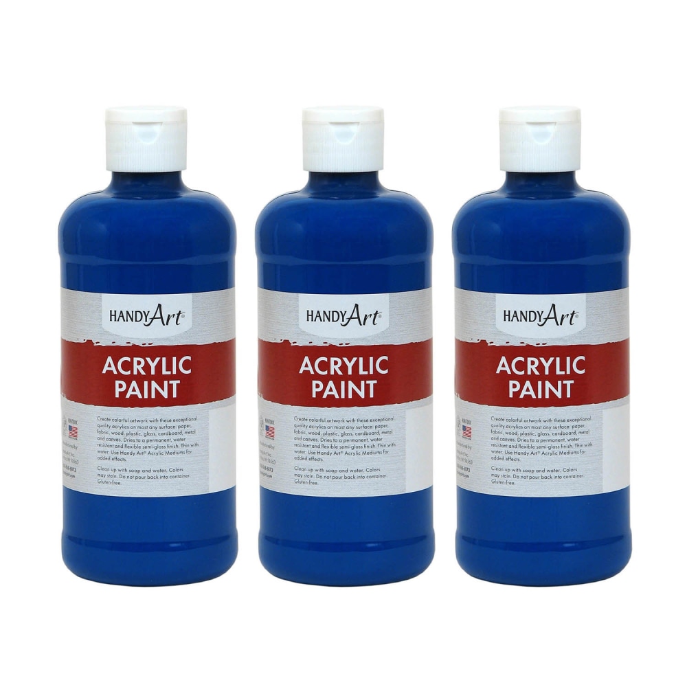 Handy Art Acrylic Paints, 16 Oz, Ultra Blue, Pack Of 3 Paints MPN:RPC101065-3