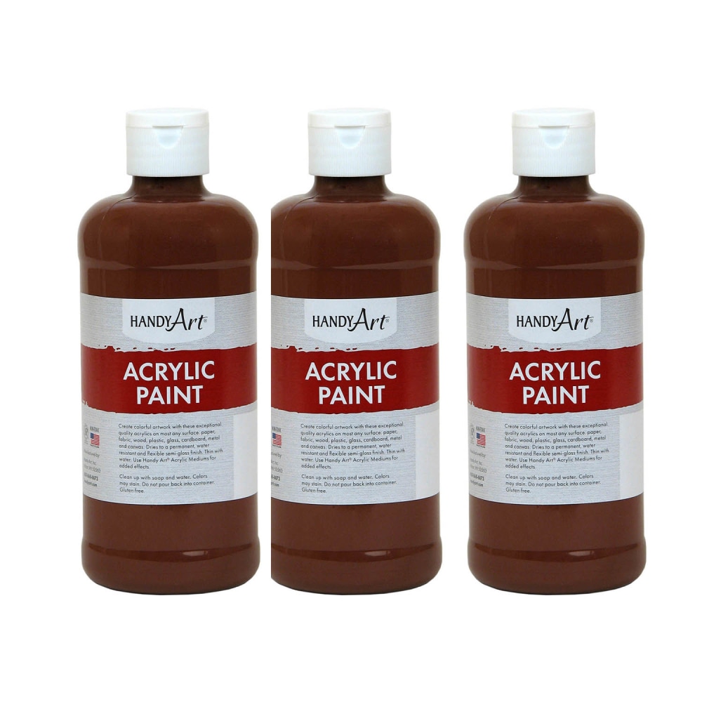 Handy Art Acrylic Paints, 16 Oz, Burnt Sienna, Pack Of 3 Paints MPN:RPC101085-3