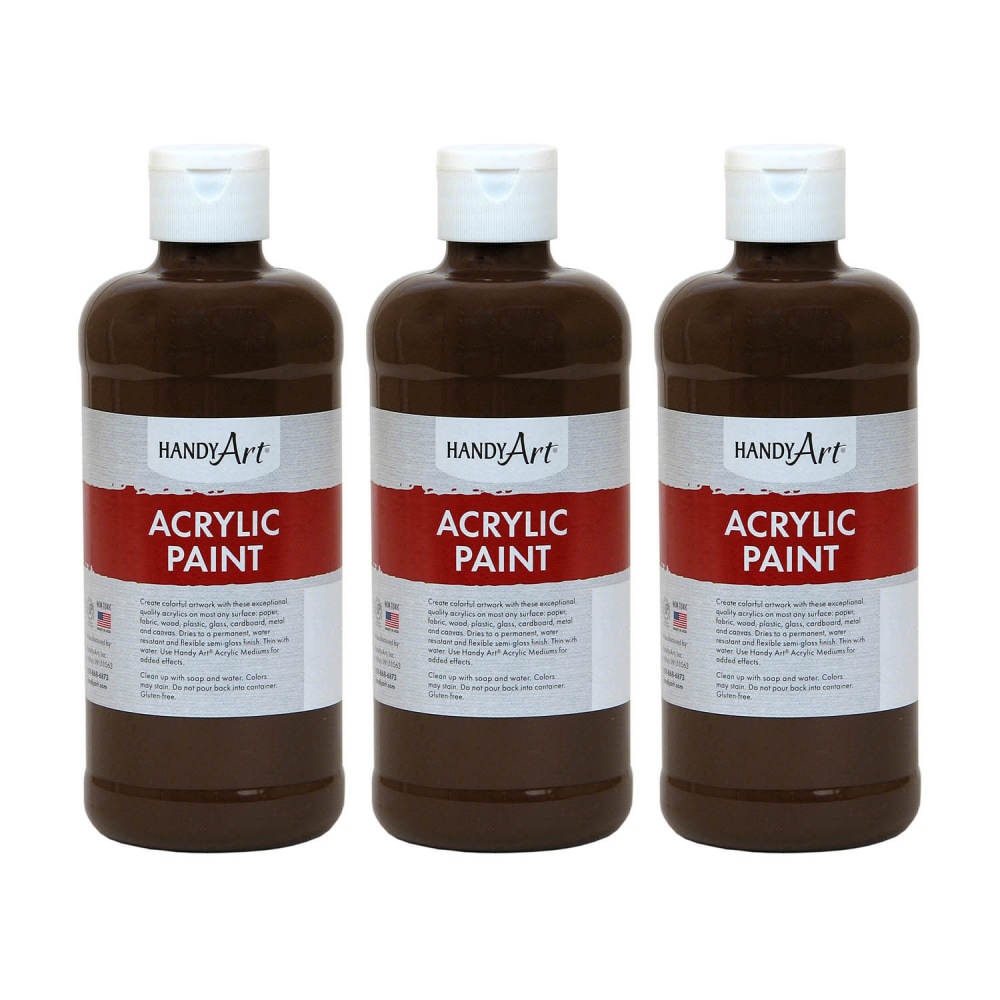 Handy Art Acrylic Paint 16 oz, Burnt Umber, Pack Of 3 MPN:RPC101090-3