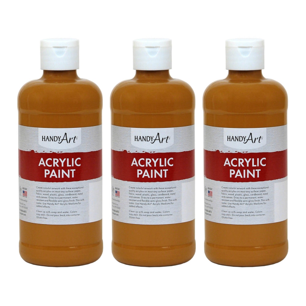 Handy Art Acrylic Paint 16 oz, Raw Sienna, Pack Of 3 MPN:RPC101093-3